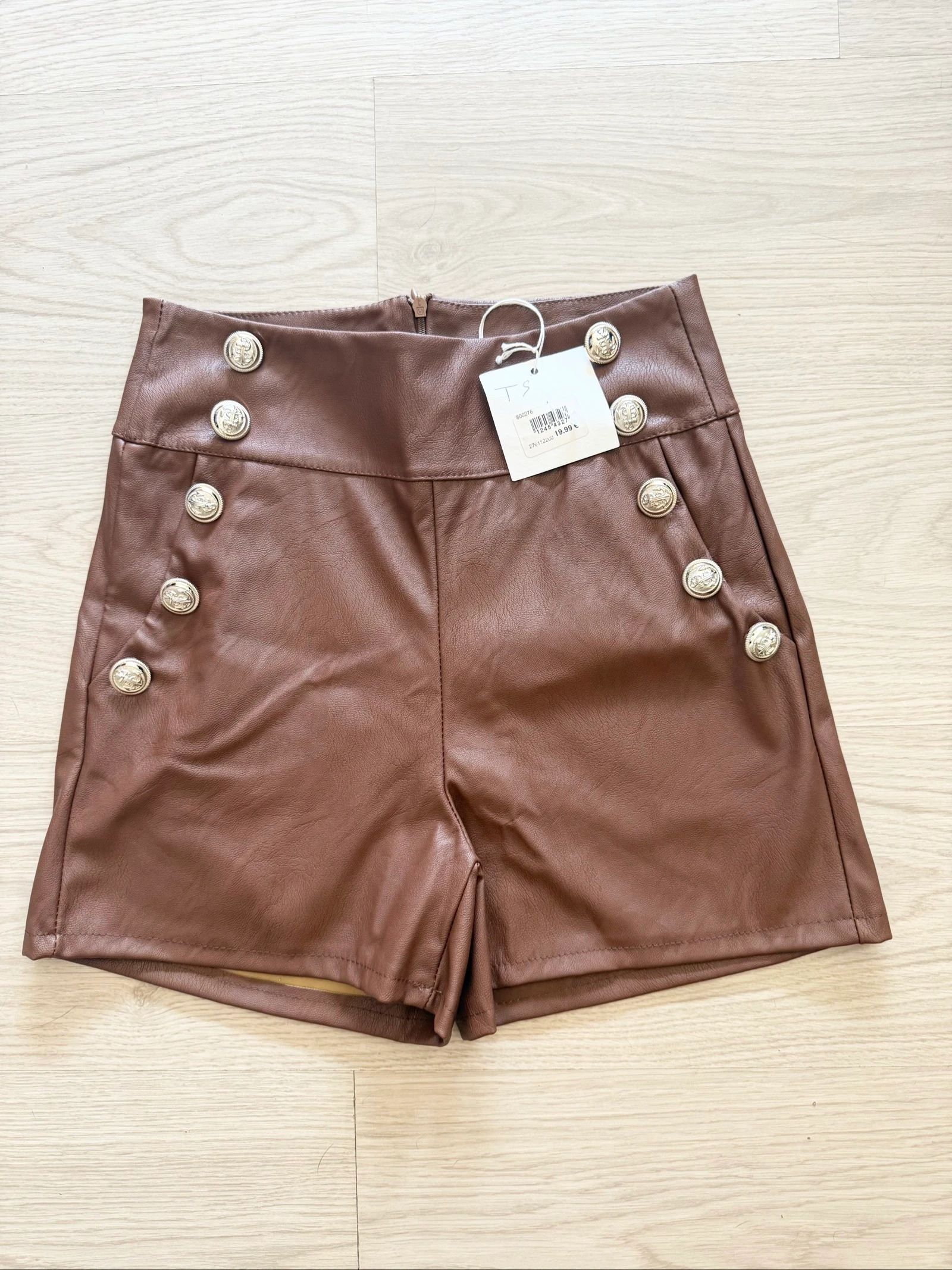 Short taille haute en cuir marron New collection taille 36 S - neuf avec étiquette